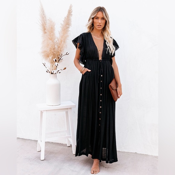 Flawless Black Crepe Maxi Dress - Picture 9 of 9
